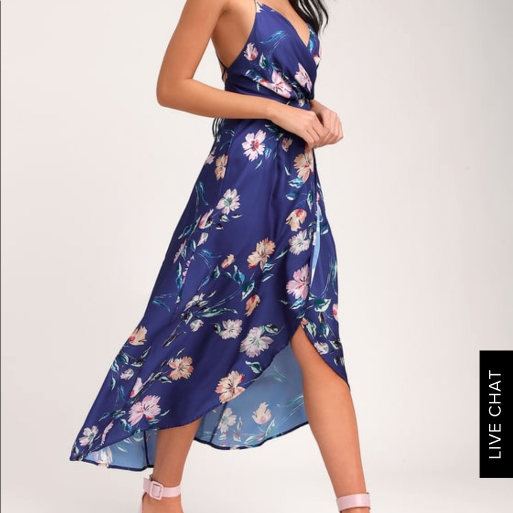 Blue flower open back dress